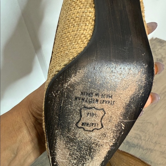 Vintage Stuart Weitzman Woven Crocodile accent Kitten Leather Heels - 8.5 - Picture 4 of 7